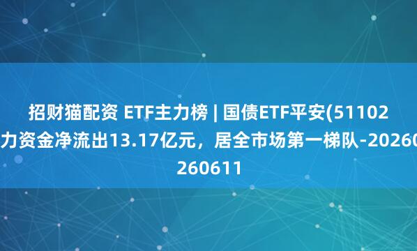 招财猫配资 ETF主力榜 | 国债ETF平安(511020)主力资金净流出13.17亿元，居全市场第一梯队-20260611