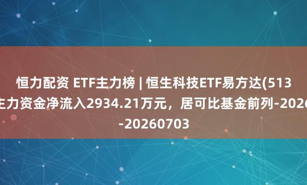 恒力配资 ETF主力榜 | 恒生科技ETF易方达(513010)主力资金净流入2934.21万元，居可比基金前列-20260703